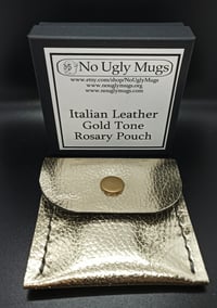Image 4 of Italian Leather Gold Tone Rosary Pouch (pouch for coins, earrings, rings). ***LIMITED QUANTITIES