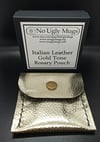 Italian Leather Gold Tone Rosary Pouch (pouch for coins, earrings, rings). ***LIMITED QUANTITIES