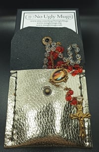 Image 5 of Italian Leather Gold Tone Rosary Pouch (pouch for coins, earrings, rings). ***LIMITED QUANTITIES