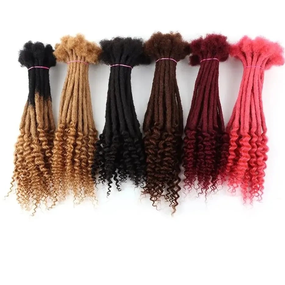 Image of HUMAN HAIR LOC EXTENSIONS WITH CURLY ENDS
