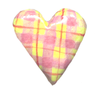 Ceramic Tartan Heart Brooch