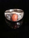 VICTORIAN 15CT YELLOW GOLD NATURAL CORAL DIAMOND OLD CUT DIAMOND 0.80 GYPSY BAND