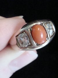 Image 4 of VICTORIAN 15CT YELLOW GOLD NATURAL CORAL DIAMOND OLD CUT DIAMOND 0.80 GYPSY BAND