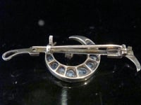 Image 4 of ORIGINAL EDWARDIAN 9CT YELLOW GOLD SAPPHIRE PEARL CRESCENT BROOCH