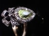 Georgian Victorian 15ct silver old rose cut diamond peridot heart bow ring