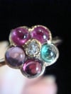 VICTORIAN 15ct REGARD cluster diamond emerald amethyst ruby garnet cluster
