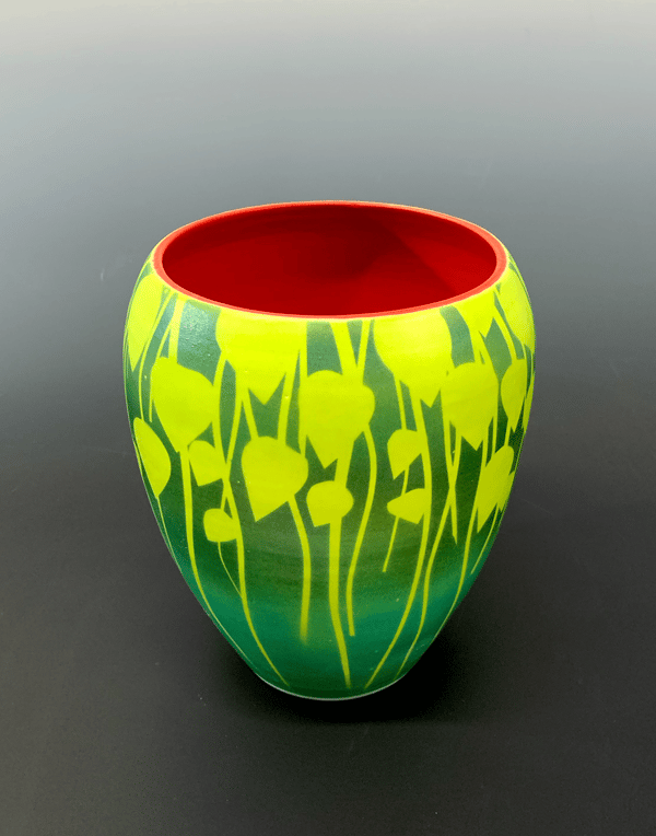 Image of Lime Vines Vase (7" height)