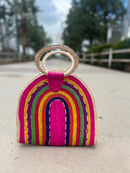 Image 1 of Rainbow straw tote