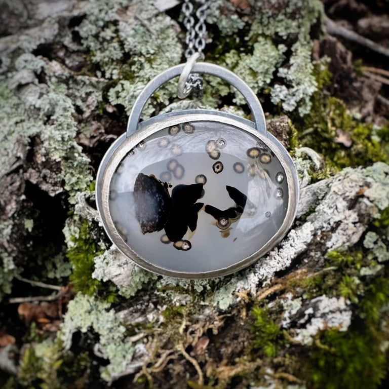 Sterling Silver and Dendritic Agate Cabochon Image 3
