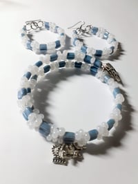 Image 2 of Can't Be Broken Czech Glass Beaded Memory wire Bracelet and earring set