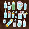 Drink More Water Assorted Stickers (18 Pack)