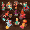 Assorted Colorful Circus Act Stickers (10 Pack)