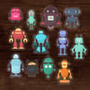 Assorted Colorful Robot Stickers (12 Pack)