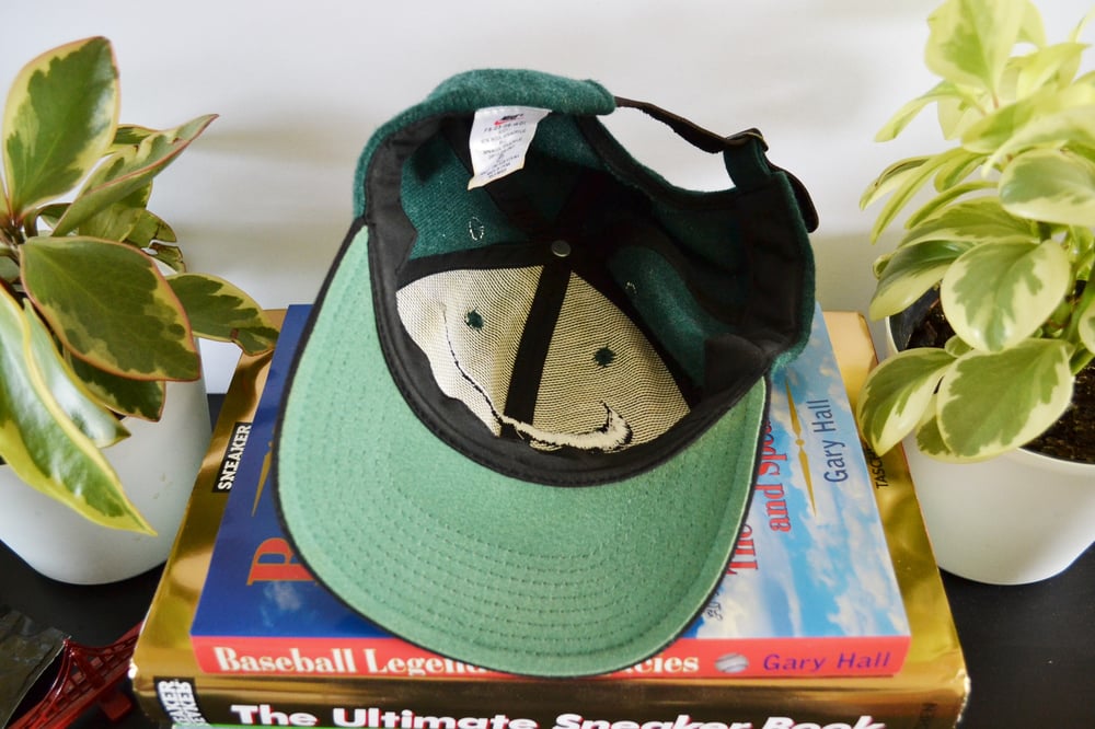 Image of Vintage 1990's Nike Air Green Wool Big Swoosh Strapback Hat