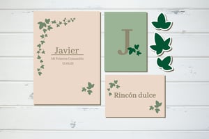 Image of Pack imprimible Comunión hiedra vichy verde