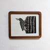 Cactus Wren Linoleum Print