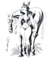 Warrior with horse Chris Faccone Signed Original Art (Published in Warrior Women Wear Boots)