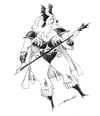 Warrior with staff Chris Faccone Signed Original Art (Published in Warrior Women Wear Boots)