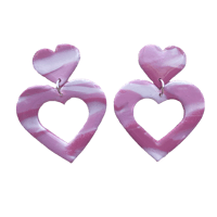 Marbled Pink Heart Earrings