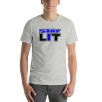 Image 3 of STAY LIT BLUE/BLACK Short-Sleeve Unisex T-Shirt