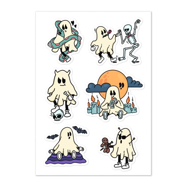 Ghosts -  Sticker Sheet (6 Stickers)