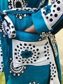 Image 3 of Kanga African Print Bathrobe - Teal Green/White Floral