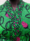Image 2 of Kanga African Print Bathrobe - Green/Pink Floral