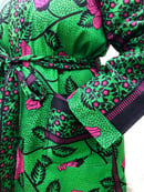 Image 3 of Kanga African Print Bathrobe - Green/Pink Floral