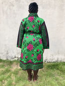 Image 4 of Kanga African Print Bathrobe - Green/Pink Floral