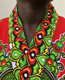 Image 2 of Kanga African Print Bathrobe - Red/Green/Black Mosaic