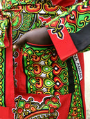 Image 3 of Kanga African Print Bathrobe - Red/Green/Black Mosaic
