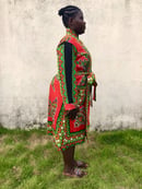 Image 5 of Kanga African Print Bathrobe - Red/Green/Black Mosaic