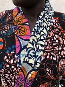 Image 2 of Kitenge African Wax Print Bathrobe - Sunset Orange/Pink/Brown Floral
