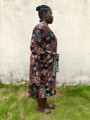 Image 5 of Kitenge African Wax Print Bathrobe - Sunset Orange/Pink/Brown Floral