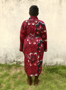 Image 4 of Kitenge African Wax Print Bathrobe - Maroon Floral