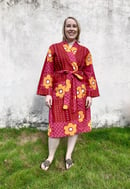 Image 1 of Kanga African print bathrobe - Fuscia Pink/Orange floral