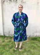 Image 1 of Kitenge African Wax Print Bathrobe - Blue/Purple Floral