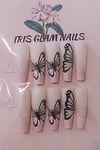 Pink tip butterfly nails