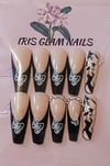 Elegant black tip butterfly nails