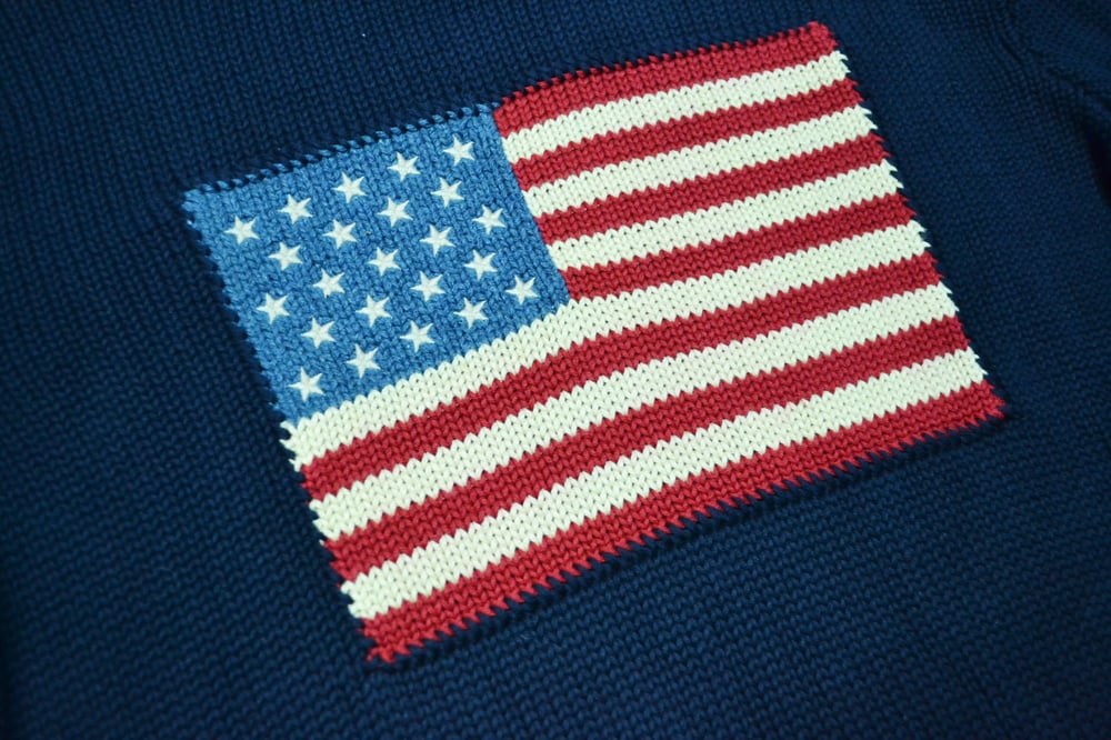 Image of Vintage 1990's Polo Ralph Lauren USA Flag Knit Sweater Sz.M