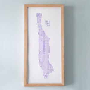 Image of Purple Silk-Screen Printed Map of NYC