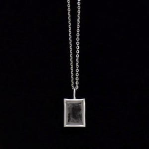 Image of Clear Quartz rectangular french cut silver necklace