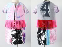 Image 5 of HAPPY 4TH BIRTHDAY 4T FOUR 4 FOURTH BDAY tie dye pink blue COURTNEYCOURTNEY OPEN LAYER FRINGE VEST