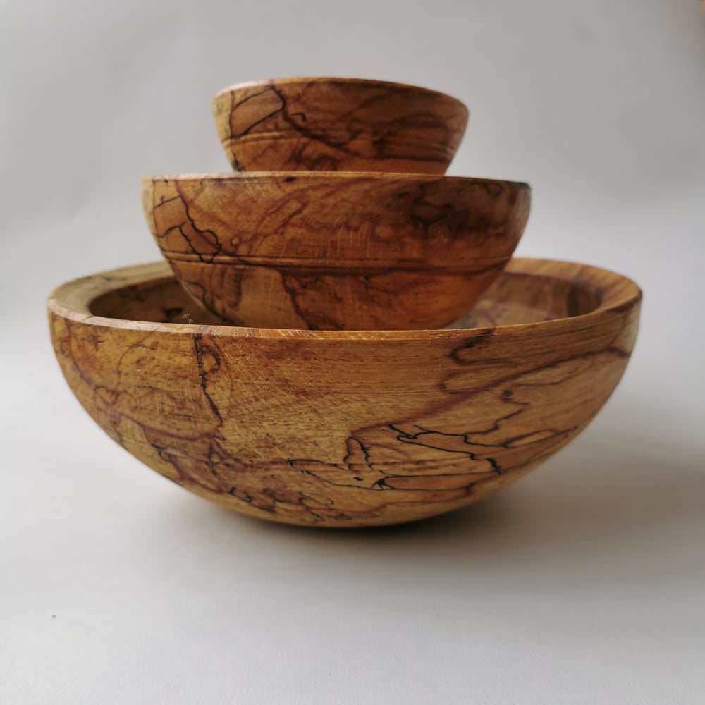 Spalted Beech Nest of 3 bowls