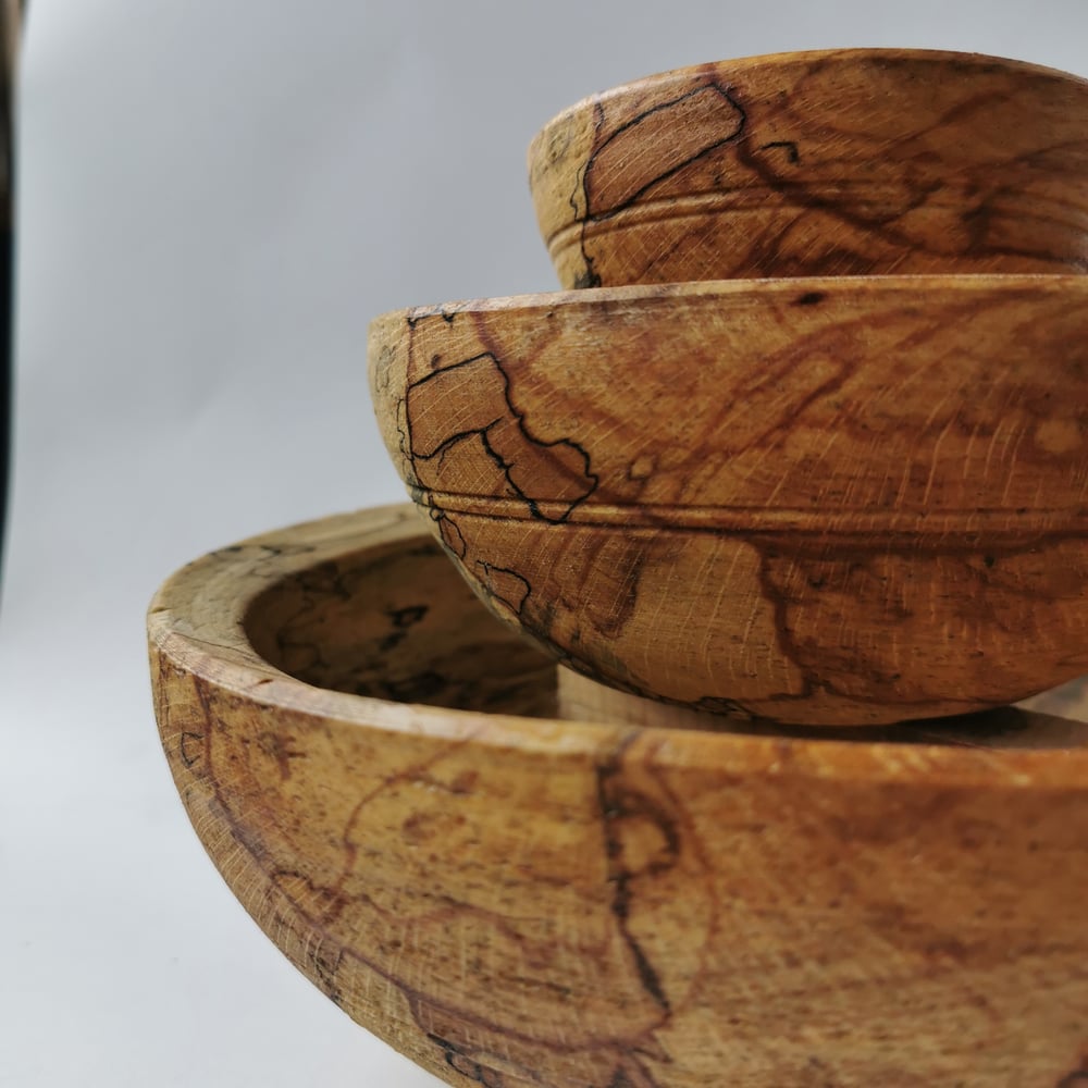 Spalted Beech Nest of 3 bowls