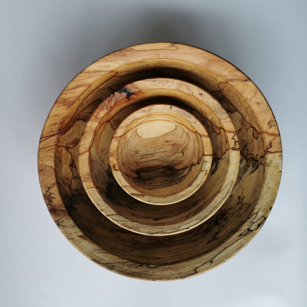 Spalted Beech Nest of 3 bowls