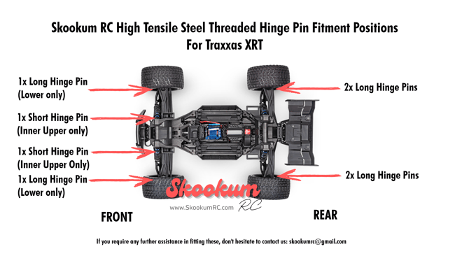 Traxxas XRT High Tensile Threaded Hinge Pin Set - Replaces RPM70510 or CENGS025