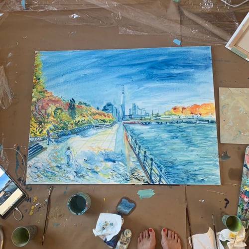 Image of Elvis loves Fall 40" x 30" painting