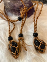 Black obsidian crystal necklace 