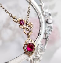 Image 2 of Magenta Pink necklace, Lariat vine leaf necklace in fuchsia